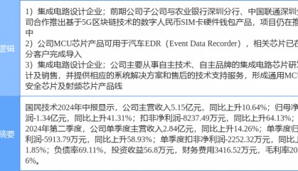 10月1日国民技术涨停分析:半导体,数字人民币,汽车黑匣子EDR概念热股